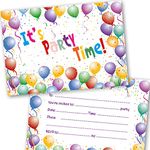 Absolutely Yours Party Invitations Kids. Pack of 36. Balloon Themed Invitations with matching Envelopes. 120 x 172mm, suitable for Boys and Girls. Designed and Printed in UK