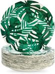 BLUE PANDA 80-Pack Tropical Paper Plates, Disposable 9" Green Leaf Plates Paper Design for Birthday. Bridal Shower, Hawaiian Luau Party Supplies, Summer-Party Themed Decorations