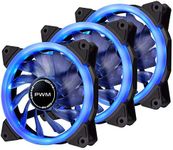 EZDIY-FAB 120mm PWM Blue Single Ring Fan, Blue LED PWM Case Fan for PC Case,High Airflow Quiet and Radiators(4-Pin) - 3 Pack