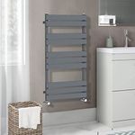 Warmehaus Flat Panel Heated Towel Rail Radiator Ladder Rad Anthracite 1000 x 450mm Grey Central Heating Towel Warmer for Bathroom Kitchen