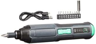Amazon Basics by SKIL 4V Cordless Stick Screwdriver with 10-Piece Bit Set and USB Cable