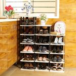 VERAT Shoe Rack | Shoe Racks for Closet | Free-Combination Narrow Shoe Storage Organizer for Bedroom & Entryway | Space Saver Stackable Shoe Shelf | 7-Layer | Black