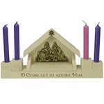 Abbey & CA Gift Come Let Us Adore Him Nativity Advent Candle Holder W/Mini Candle Set