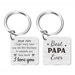 SOUSYOKYO Papa Fathers Day Keychain Gifts - Best Papa Ever Gifts, I Love My Papa Birthday Gift Ideas, Thank You Papa Gifts from Grandchildren Granddaughter Daughter