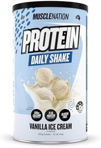 Muscle Nation Vanilla Ice Cream Daily Shake - Protein Powder for Daily Intake, Smooth Milkshake Texture, Gluten Free, Vegetarian Friendly Supplement – 300g (10 Serves)