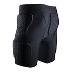 Topeter Men’s Snowboard Butt Pads Short Pants Padded Basketball Compression Tights Baseball Padded Shorts But Pads Black L