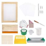 Tuciyke Screen Printing Kit,40pcs DIY Screen Printing Starter Kit with Instructions Include Wood Silk Screen Frames Screen Printing Scoop Coater Squeegee and Waterproof Transparency Film