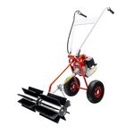 Petrol Powered Sweeper 2-Stroke Gas Power Sweeper 43CC 1.7HP Petrol Powered Yard Sweeper, Gas Power Hand Operated Sweeper for Snow Driveway Turf Lawn Street Farm Construction Site Cleanning