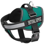 Dogline Unimax Dog Harness Vest with Emotional Support Patches Adjustable Straps Breathable Neoprene for Identification Training Dogs Girth 18 to 25 in Turquoise