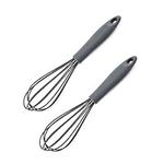 Haletia 2 Pack Silicone Whisk,Kitchen Egg Whisks,for Non-Stick Cookware, Balloon Egg Beater Perfect for Blending, Whisking, Beating, Frothing & Stirring (Grey)