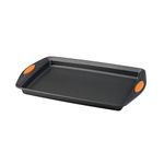 Rachael Ray Nonstick Bakeware with Grips, Nonstick Cookie Sheet/Baking Sheet - 11 Inch x 17 Inch, Gray with Orange Grips