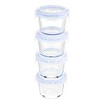 Amazon Basics ABL001 8 Piece Glass Storage, 120 ml, Set of 4 Containers, Clear With Blue Lids