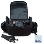 Large Digital Camera/Video Padded Carrying Bag/Case for Nikon, Sony, Pentax, Olympus Panasonic, Samsung, and Canon DSLR Cameras + eCostConnection Microfiber Cloth