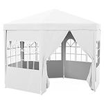 Outsunny 13 ft. Gazebo Canopy Party Tent with 6 Removable Side Walls with Windows and Doors for Outdoor Events, White