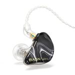 BASN MMCX Triple Driver in-Ear Monitors with Rich Bass, HiFi Stereo IEM Earphones with Upgraded Detachable Cables for Audiophiles Musicians(Porcelain Black)