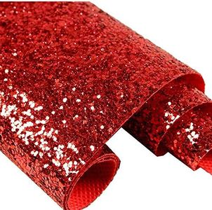 DHHOUSE Self Adhesive Red Chunky Glitter Wallpaper, Sparkle Glitter Wallpaper for Wall (17.4in x 16.4ft, Red)