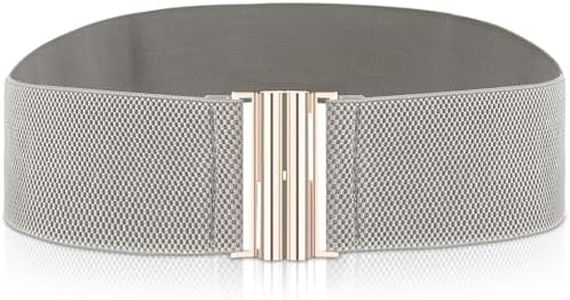 Cobee Ceintures larges et extensibles pour femme, ceinture élastique vintage, tendance, rétro, réglable, avec boucle pour robes, gris, taille unique