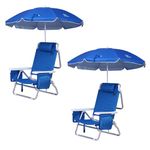 Nice C Backpack Beach Chair, Sand Chair, Beach Chairs for Adults, Chair Beach with Cooler and Umbrella, Cup Holder Outdoor, Camping, BBQ, Travel, Picnic (Two Blue)