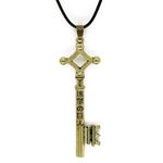 HEN-NIGHT Eren Jaeger Key Pendant Necklace, Gold Metal Black Leather, Adjustable, Unisex, Attack on Titan Shingeki No Kyojin Cosplay Prop Jewelry