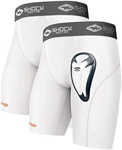 Shock Doctor Mens Adult 2-Pack Core Compression Short with BioFlex Cup, White, Small US