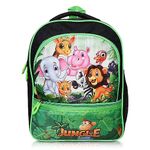 Stylbase Jungle Kids School Bags for Boys And Girls Printed Cartoon Waterproof Bag | Kids Backpack Ideal for ukg Nursery 1st class Ages 5-7 Years Boys And Girls (14 inches 18L)