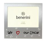 We Love Our Uncle - Expressions Photo Picture Frame Gift - 5 x 3.5 " - Brushed Aluminium Satin Silver Colour