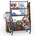 Garage Sports Equipment Organizer - Ball Storage Rack Heavy Duty Steel Ball Storage with 360 Rotaing Casters, Sports Organizer for Garage, Ball Rack for Basketball, Indoors and Outdoors