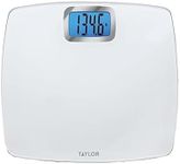 Taylor Precision Products Digital Scales for Body Weight, Extra High Accurate 440 LB Capacity, Unique Blue LCD, Bright White Finish Extra Large Platform, 12.2 x 13.5 Inches, White