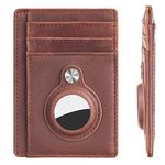 Hawanik Slim Minimalist Front Pocket Wallet with Built-in Case Holder for AirTag