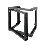 Tecmojo 9U Wall Mount Server Rack, Open Frame Rack with Swing Gate, Network Rack Wall Mount for 19in Computer/AV/Data/IT/Media Equipment, 9U Rack with 18in Depth, Square&Tapped Holes, Black