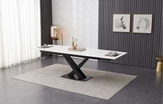 chelsea home and leisure ltd ceramic Dining table white caracatta 180-260 cm