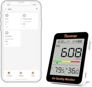 Temtop Air Quality Monitor CO2 Bluetooth Thermo-Hygrometer Digital Hygrometer Indoor Humidity Gauge for Home Office Humidity Monitor for Bedroom Livingroom