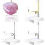 4Pcs Acrylic Easel Display Stand, Acrylic Easel Display Stand with Adjustable Metal Arms,for Fossil Coral Geodes Rock Mineral Agate Crystals Seashell and Small Collectibles, (2.4 × 2.4 × 4.1 Inch)