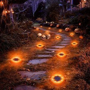 Solar Lights Outdoor Waterproof - Orange 12 Pack 2-in-1 Ground Lights