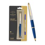 Parker Galaxy Standard Gold Trim Roller Ball Pen| Blue Body Color| Ink Color - Blue | Corporate Gift | Ideal For Professional Use