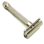 Parker Safety Razor, THE VARIANT OPEN COMB - ADJUSTABLE Double Edge Safety Razor, Customize your Shave with a Turn of the Dial from Mild to Aggressive - 5 Blades Included (SATIN CHROME)