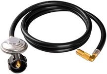 DOZYANT 6 Feet Propane Regulator and Hose with Elbow Adapter for Blackstone 17 inch and 22 inch Table Top Griddle, Replacement Parts Connect to Large 20 Propane Tank