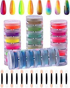 Duufin 24 Colors Nail Pigment Powder Colorful Fluorescent Powder Iridescent Glitter Pearlescent High-Gloss Halo Powder with 24pcs Eyeshadow Sticks for Nail Art, Body and Crafts