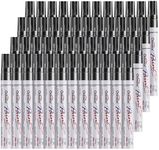 Overseas 48 Black Paint Pens Markers, Oil Based Permanent Markers Set - Quick Drying, Waterproof, Fade-Resistant, Medium Tip Paint Pens for Wood, Metal, Rock, Ceramic, Plastic, Canvas, Glass, Rubber