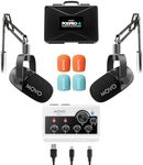 Movo Portable Podcast Equipment Pack for iPhone/Android Phones, Podcast Kit with Audio Interface, 2 Dynamic CastMic Microphones, 2 Microphone Arms for Smartphones, Computers, PC