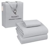 Ruvanti Organic Flannel Sheets - Super Soft & Comfortable - 100% Cotton Brushed Bed Sheets - 16 Inches Deep Pockets Twin XL Sheets Set - Breathable, Warm & Cozy - 3 Pcs - Light Gray