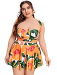 Plus Cut-out Underwire Bikini Swimsuit with Beach Skirt Multicolor - 6XL