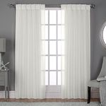 Exclusive Home Curtains EH8252-01 2-84P Belgian Textured Linen Look Jacquard Sheer Pinch Pleat Curtain Panel Pair, 84" Length, Snowflake, 2 Piece