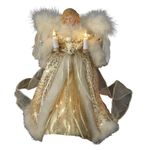 Kurt Adler UL 10-Light Angel Treetop Figurine, 10-Inch, Ivory and Gold