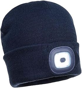 Portwest Unisex Rechargeable LED Beanie, Navy, One Size