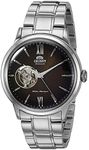 Orient Men's "Helios' Stainless Steel Japanese-Automatic/Hand Winding Open-Heart Display, Brown, Modern