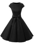 Dressystar Cocktail Dress 1950s Vintage Formal Bridesmaid Dress Party Wedding Guest Dress Black M