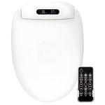 Bonxrdun Electric Bidet Toilet Seat Elongated, Slow Close Seat, Warm Air Dryer, Remote Control, LED Light, Smart Heated Bidet Seat, Temp Adjustable Toilet Lid