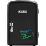 Chefman Mini Portable Eraser Board Personal Fridge, Cools & Heats, 4 Liter Capacity, Chills 6 12oz cans, 100% Freon-Free & Eco Friendly, Includes Plugs for Home Outlet & 12V Car Charger, Black