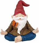 Large Meditating Zen Garden Gnome Statue Figurine - Middle Finger Angry Namaste, Nomb Statue Decor Ornament for Flowers Lawn, Patio & Yard Art, Sculpture 9.5" Tall (Naughty Meditating)